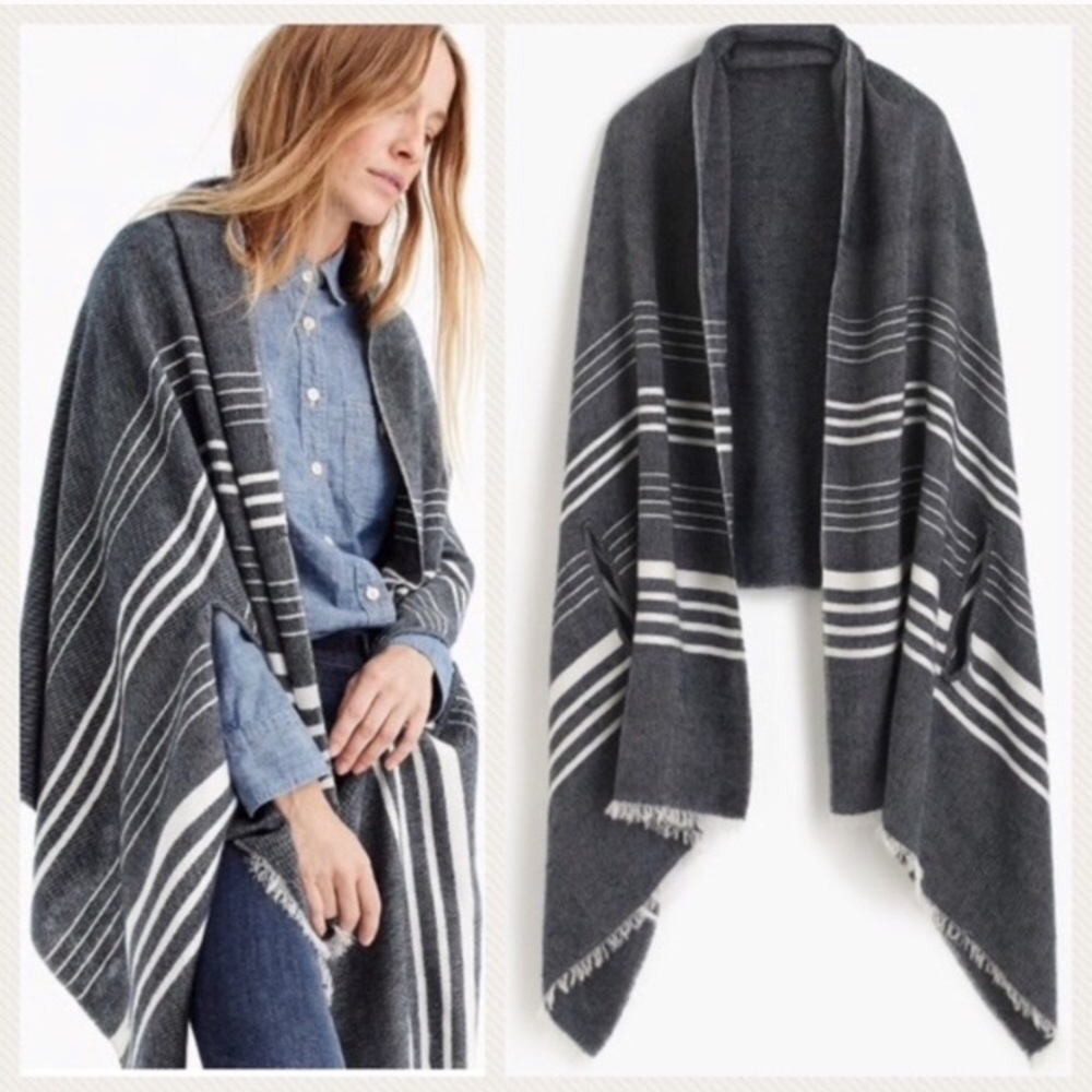 J.crew blue striped cape scarf